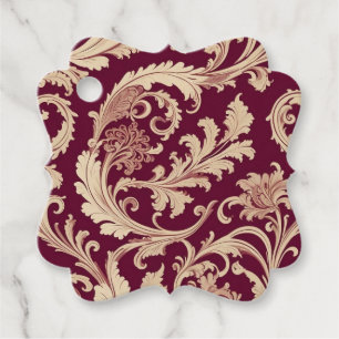 Maroon en Beige Patroon Bedankjes Labels