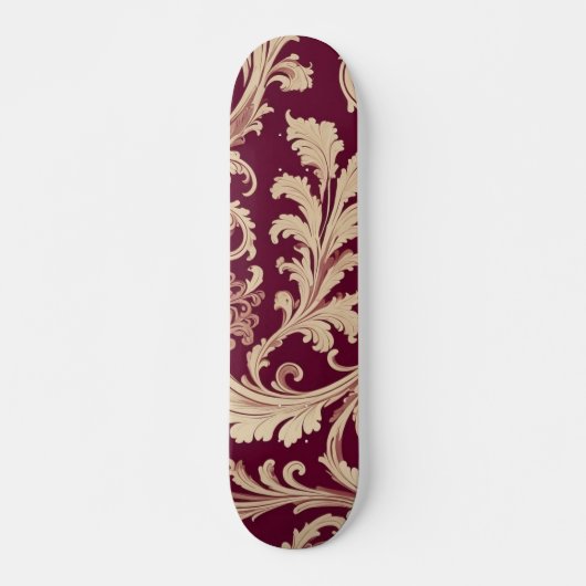 Maroon en Beige Patroon Skateboard (Voorkant)