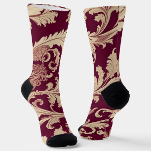Maroon en Beige Patroon Sokken
