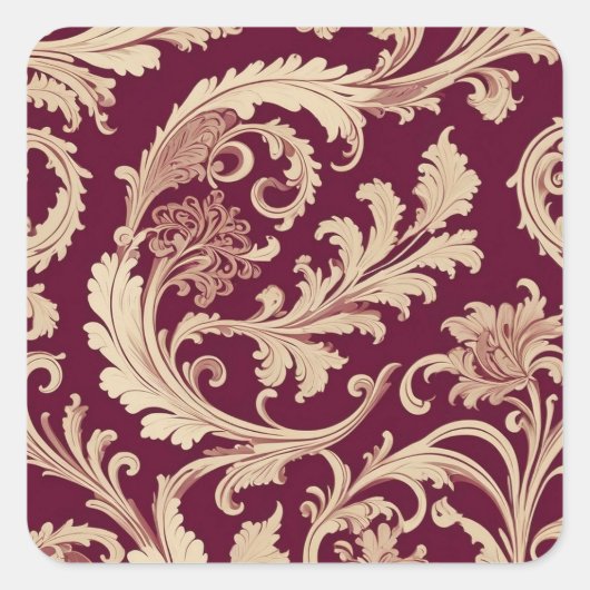 Maroon en Beige  Patroon Vierkante Sticker (Voorkant)