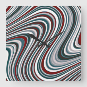 Maroon- en Blauwgroen blauwe Abstracte valkreeften Vierkante Klok