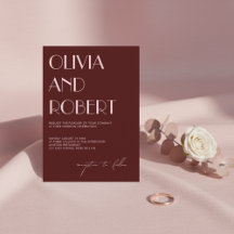 Maroon en bleke roze esthetische huwelijksuitnodig