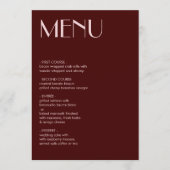 Maroon en bord roze esthetische bruiloft menu (Voorkant)