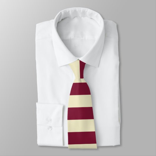 Maroon en Crème Horizontale Stripe Patroon Stropdas (Gebonden)
