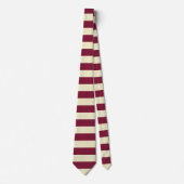 Maroon en Crème Horizontale Stripe Patroon Stropdas (Voorkant)