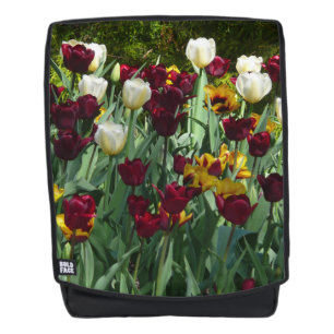 Maroon en gele Tulpen kleurrijke Floral Rugtassen