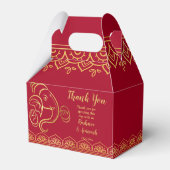 Maroon en goud Ganesha Indische bruiloft Bedankdoosjes (Voorkant Zijde)