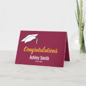 Maroon en Goud Gefeliciteerd Afstuderen Kaart (Voorkant)