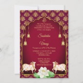 Maroon en goud Gomata witte lotus bruiloft Kaart (Voorkant)