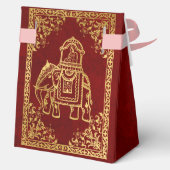 Maroon en goud Indiase bruiloft olifant Bedankdoosjes (Achterkant)