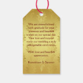 Maroon en goud schattig Indiase bruidspaar gunst Cadeaulabel (Achterkant)