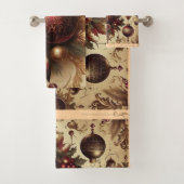  Maroon en Gouden Kerst Bad Handdoek (Insitu)