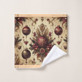 Maroon en Gouden Kerst Bad Handdoek (Wasdoekje)