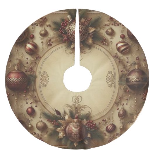 Maroon en Gouden Kerst Kerstboom Rok (Voorkant)