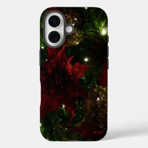 Maroon en Gouden Kerstboom I Vakantie Foto iPhone 16 Hoesje