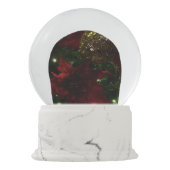 Maroon- en goudkerstboom in feestdag sneeuwbol (Achterkant)