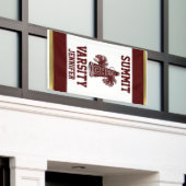 Maroon- en goudkleurige verticale banner 2 (Buitenkant Gebouw)