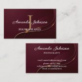 Maroon- en goudmonogram Modern Professional Visitekaartje (Voorkant / Achterkant)