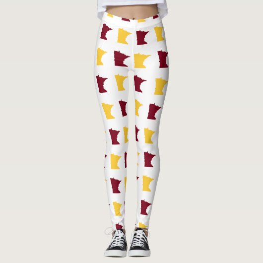 Maroon- en goudstaat Minnesota Pattern Leggings (Voorkant)