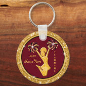 Maroon- en goudzeekap Aangepaste Sleutelhangers (Achterkant)