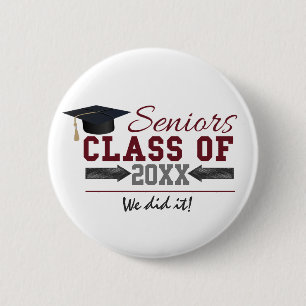 Maroon en Gray Typography Afstuderen Button