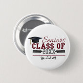 Maroon en Gray Typography Afstuderen Button (Voorkant /achterkant)