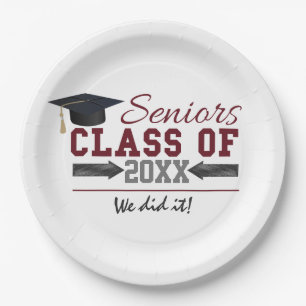 Maroon en Grey Graduation Party Bord