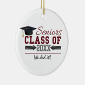 Maroon en grijs Afstuderen Foto Ornament (Rechts)