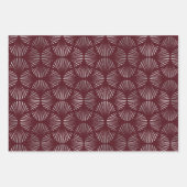 Maroon en Silver Art Deco Fan Pattern Inpakpapier Vel (Voorkant 2)