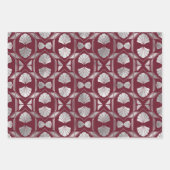 Maroon- en Silver Art Deco Shell Pattern Inpakpapier Vel (Voorkant 2)