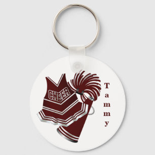 Maroon en White Cheerleader Sleutelhanger