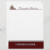 Maroon en White Cheerleader Stationery (Voorkant / Achterkant)