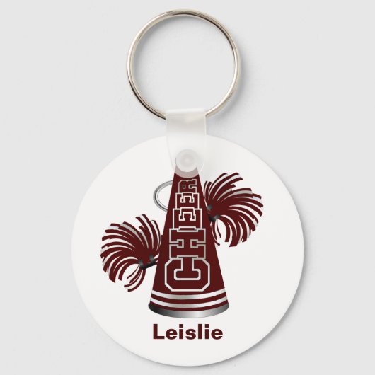 Maroon en White Custom Cheerleader Sleutelhanger (Voorkant)