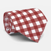 Maroon en White Gingham Check Stropdas (Opgerold)