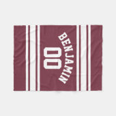 Maroon en White Jersey Stripes Custom Name Number Fleece Deken (Voorkant (Horizontaal))