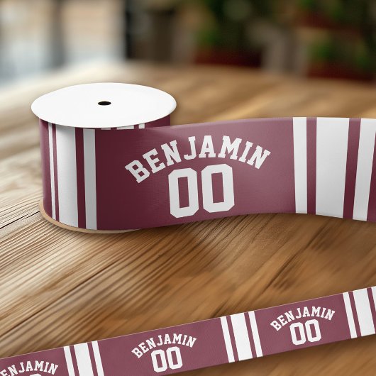 Maroon en White Jersey Stripes Custom Name Number Lint