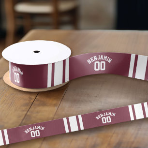 Maroon en White Jersey Stripes Custom Name Number Lint