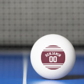 Maroon en White Jersey Stripes Custom Name Number Pingpongballen (Net)