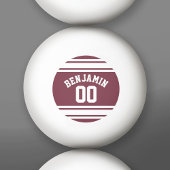 Maroon en White Jersey Stripes Custom Name Number Pingpongballen