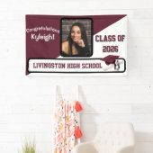 Maroon en wit Afstuderen Spandoek (Insitu)