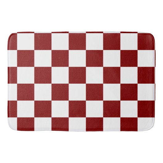 Maroon en wit geruit  badmat (Voorkant)