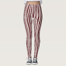 Maroon en wit verticaal gestreepte Leggings