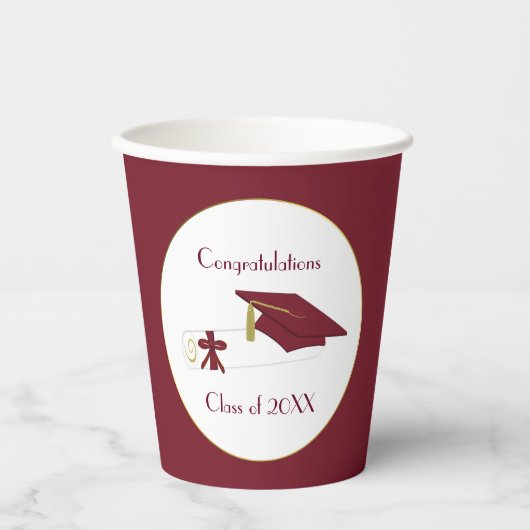 Maroon- en witscholingspartij papieren bekers (Voorkant)