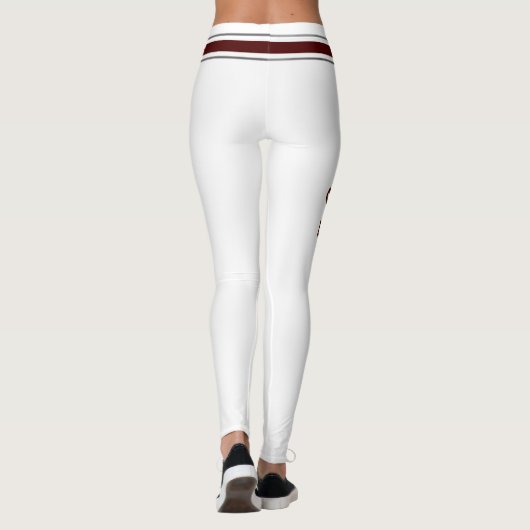 Maroon- en witte Cheerleaders personaliseren Leggi Leggings (Achterkant)