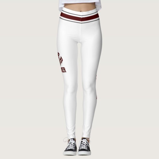 Maroon- en witte Cheerleaders personaliseren Leggi Leggings (Voorkant)