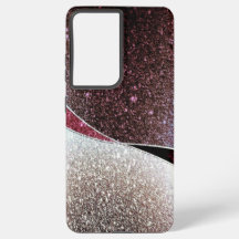 Maroon en zilveren glitter gekleurde telefoonhoes.