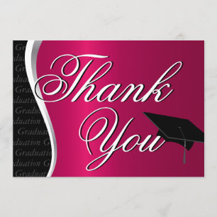 Maroon en zwart Afstuderen Hartelijk dank Bedankkaart