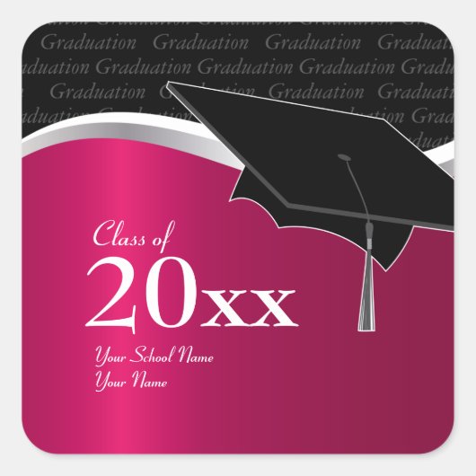 Maroon en zwart Afstuderen Sticker (Voorkant)