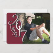 Maroon et Argent 2017 Graduation Invitation (Devant)