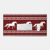Maroon et blanc Motif et Chevaux géométriques (Clavier et souris)